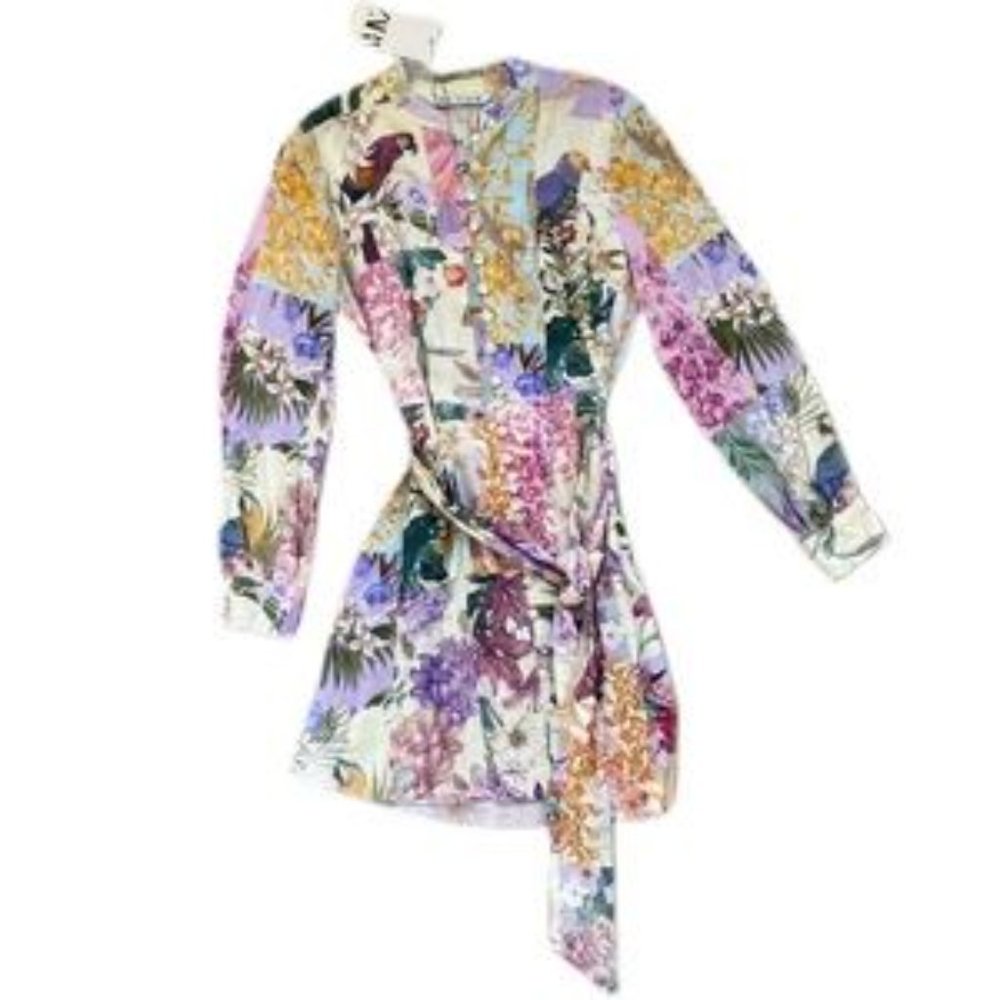 NWT ZARA Linen Floral Print Dress Blogger Favorite - Picture 14 of 16